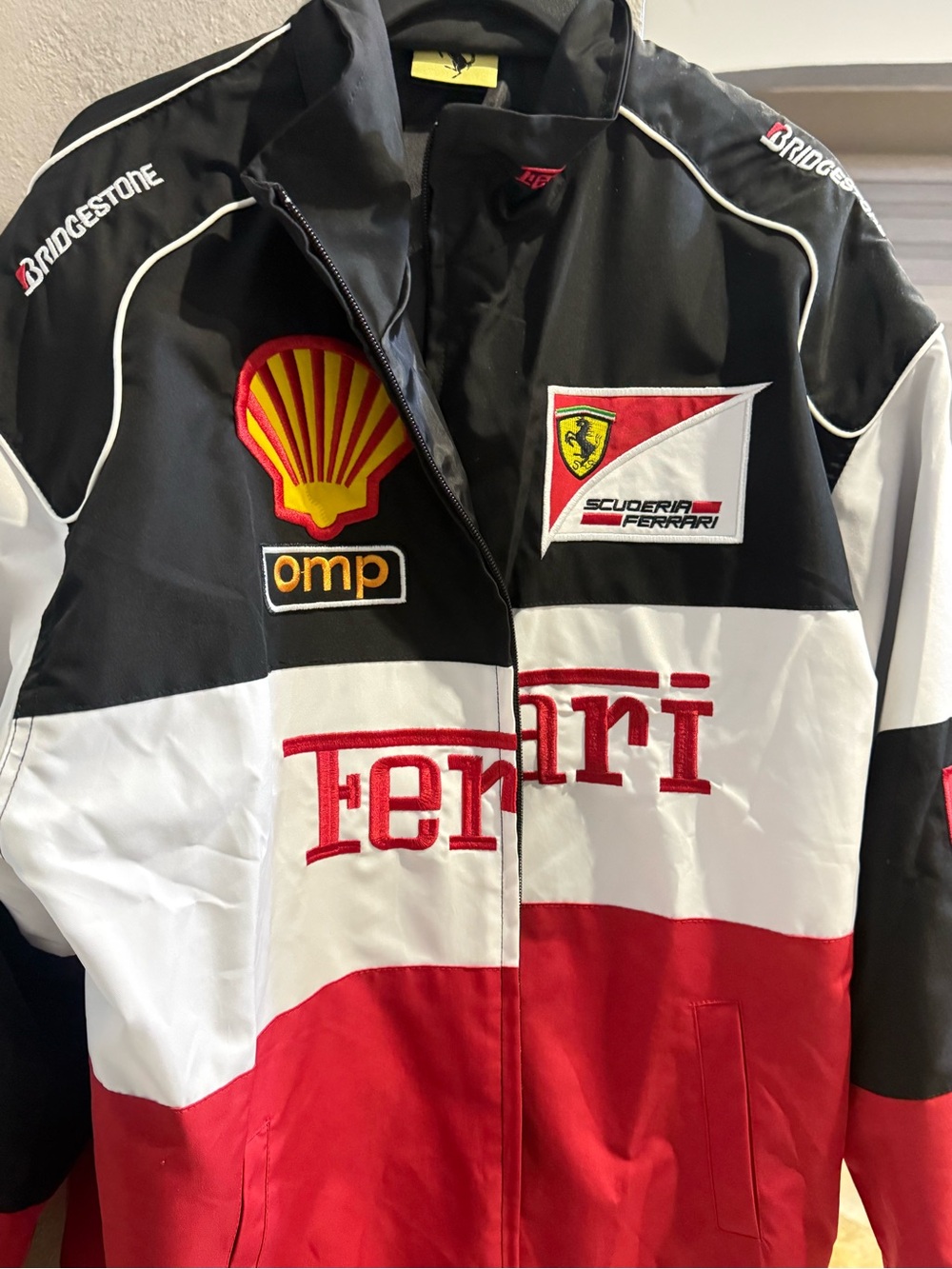 Ferrari Kids Puffer Jacket in Black, White & Red